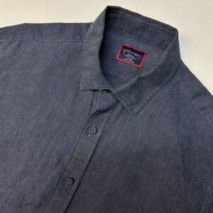 UNTUCKit Araujo WR Shirt Mens Medium Blue 100% Linen Wrinkle Resistant 40431